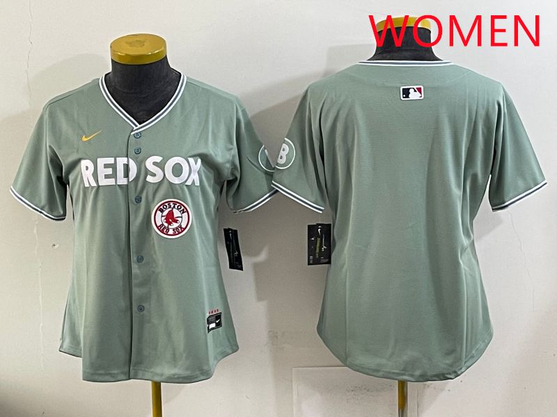 Women 2025 Boston Red Sox Blank Green Joint Name Nike MLB Jersey style 4->women mlb jersey->Women Jersey